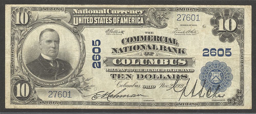 Columbus, Ohio Ch.#2605 1902PB $10, Commercial NB, VF[25], 27601